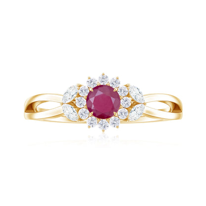 Nature Inspired Ruby Engagement Ring with Diamond for Women