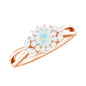 Certified Opalescent Diamond Flower Engagement Ring with Natural Diamonds