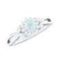 Certified Opalescent Diamond Flower Engagement Ring with Natural Diamonds