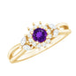 Split Shank Amethyst Flower Engagement Ring with Diamond