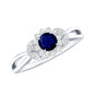 Certified Blue Sapphire Flower Engagement Ring with Diamond