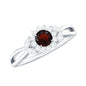 Natural Garnet Diamond Flower Engagement Ring with Split Shank