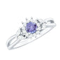 Genuine Tanzanite and Diamond Nature Engagement Ring with Split Shank