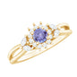 Genuine Tanzanite and Diamond Nature Engagement Ring with Split Shank