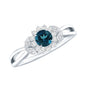 0.6 Carat London Blue Topaz Floral Engagement Ring with Diamond