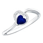 Real Heart Shape Blue Sapphire Diamond Promise Ring for Women