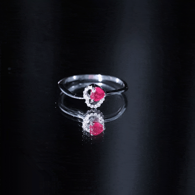Natural Half Carat Ruby Heart Promise Ring with Diamond