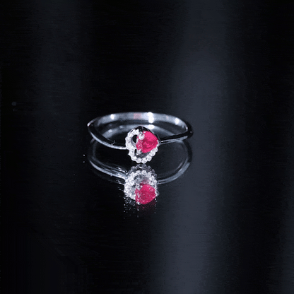 Natural Half Carat Ruby Heart Promise Ring with Diamond