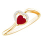 Natural Half Carat Ruby Heart Promise Ring with Diamond