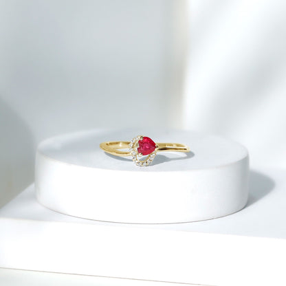 Natural Half Carat Ruby Heart Promise Ring with Diamond