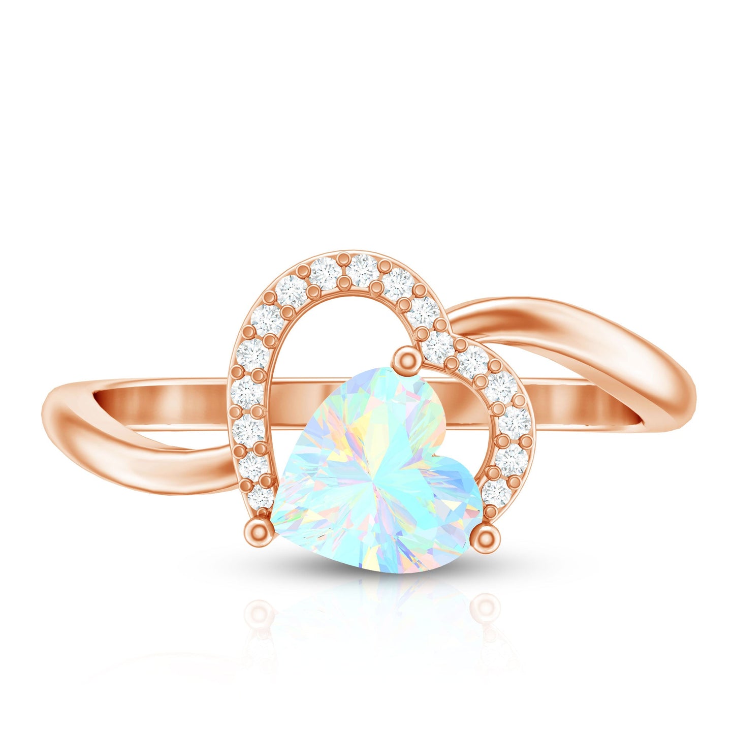 0.7 Carat Ethiopian Opal Heart Promise Ring with Diamond