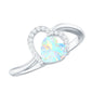 0.7 Carat Ethiopian Opal Heart Promise Ring with Diamond