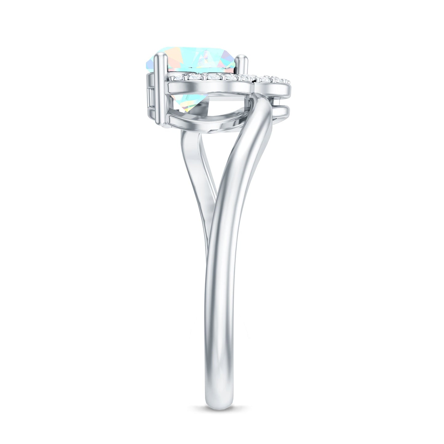 0.7 Carat Ethiopian Opal Heart Promise Ring with Diamond