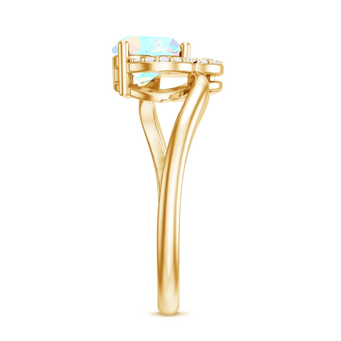 0.7 Carat Ethiopian Opal Heart Promise Ring with Diamond