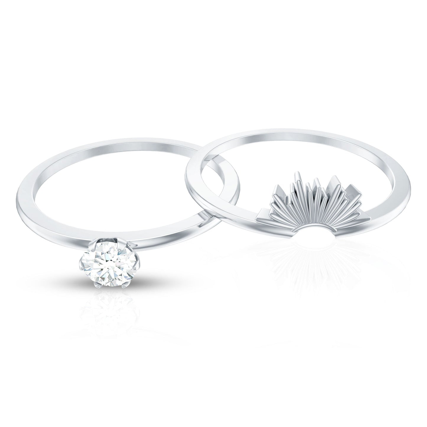 Sparkling Moissanite Solitaire Engagement Ring with Enhancer