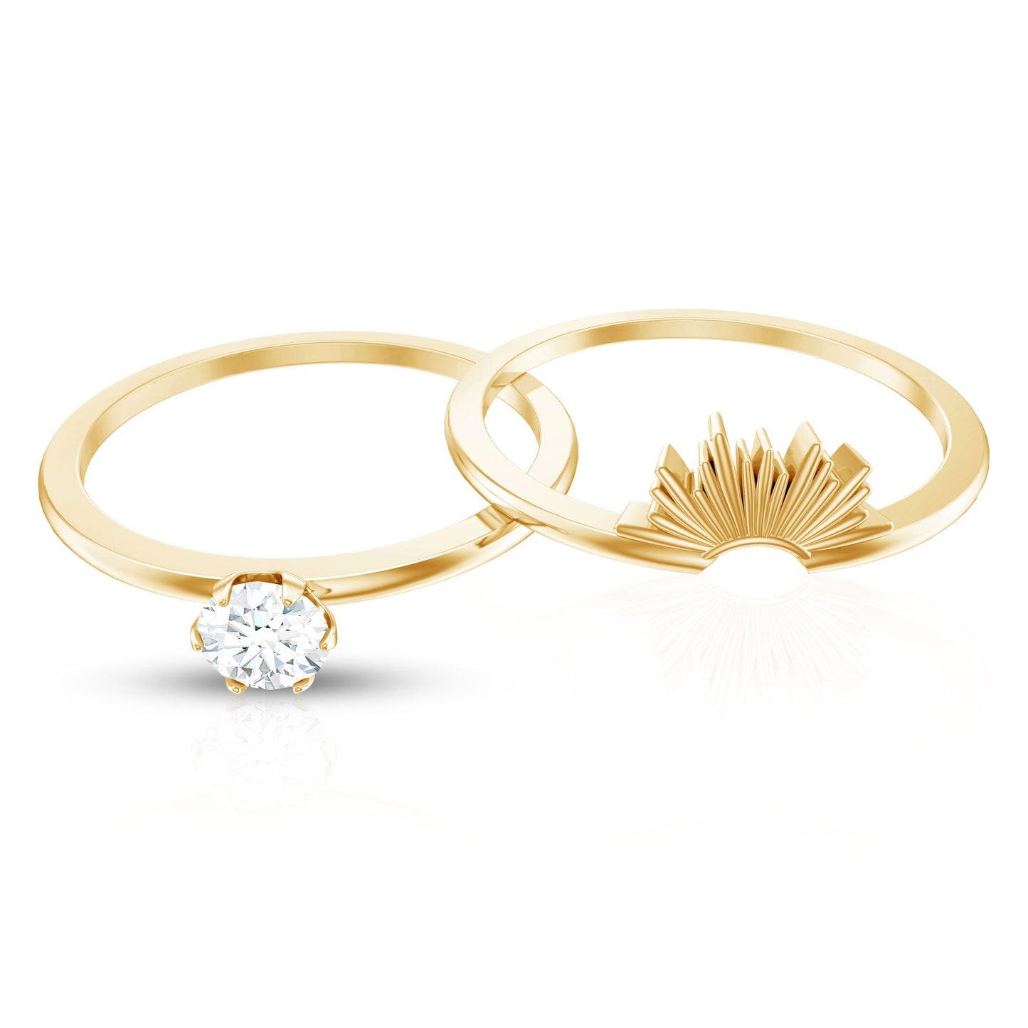 Sparkling Moissanite Solitaire Engagement Ring with Enhancer