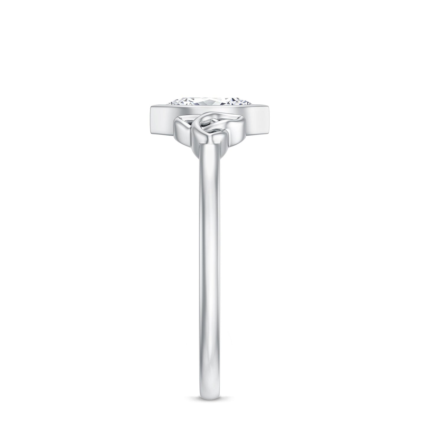 Natural Bezel Set Marquise Diamond Engagement Ring with Celtic Knot