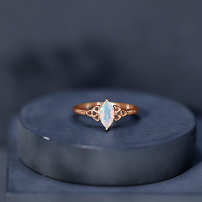 Natural Ethiopian Opal October Birthstone Ring with Celtic Knot