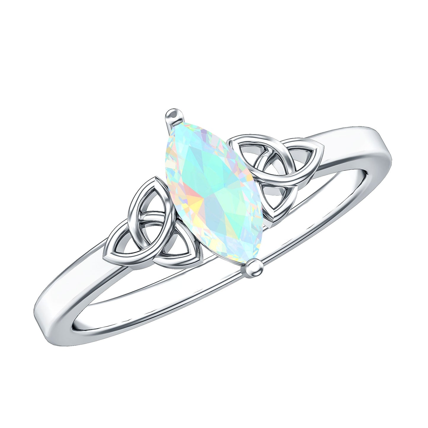 Natural Ethiopian Opal October Birthstone Ring with Celtic Knot