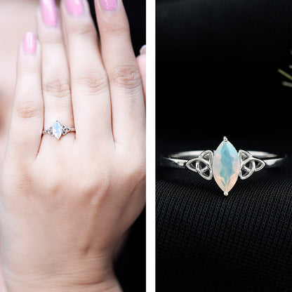 Natural Ethiopian Opal October Birthstone Ring with Celtic Knot
