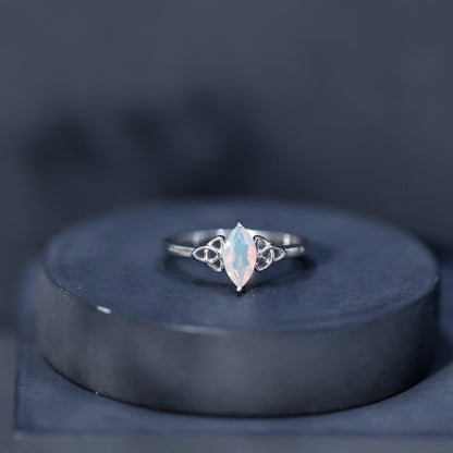 Natural Ethiopian Opal October Birthstone Ring with Celtic Knot