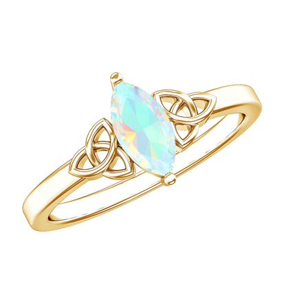 Natural Ethiopian Opal October Birthstone Ring with Celtic Knot