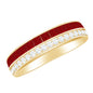 Natural Princess Cut Ruby Diamond Wedding Band Ring for Women