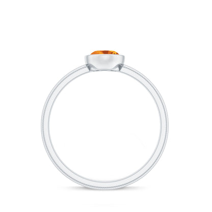 Natural 1 Carat Citrine Oval Engagement Ring in Bezel Setting