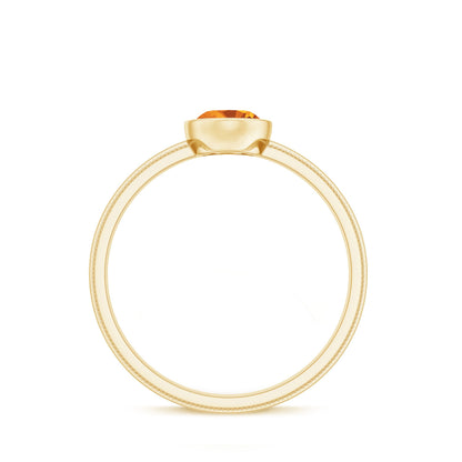 Natural 1 Carat Citrine Oval Engagement Ring in Bezel Setting