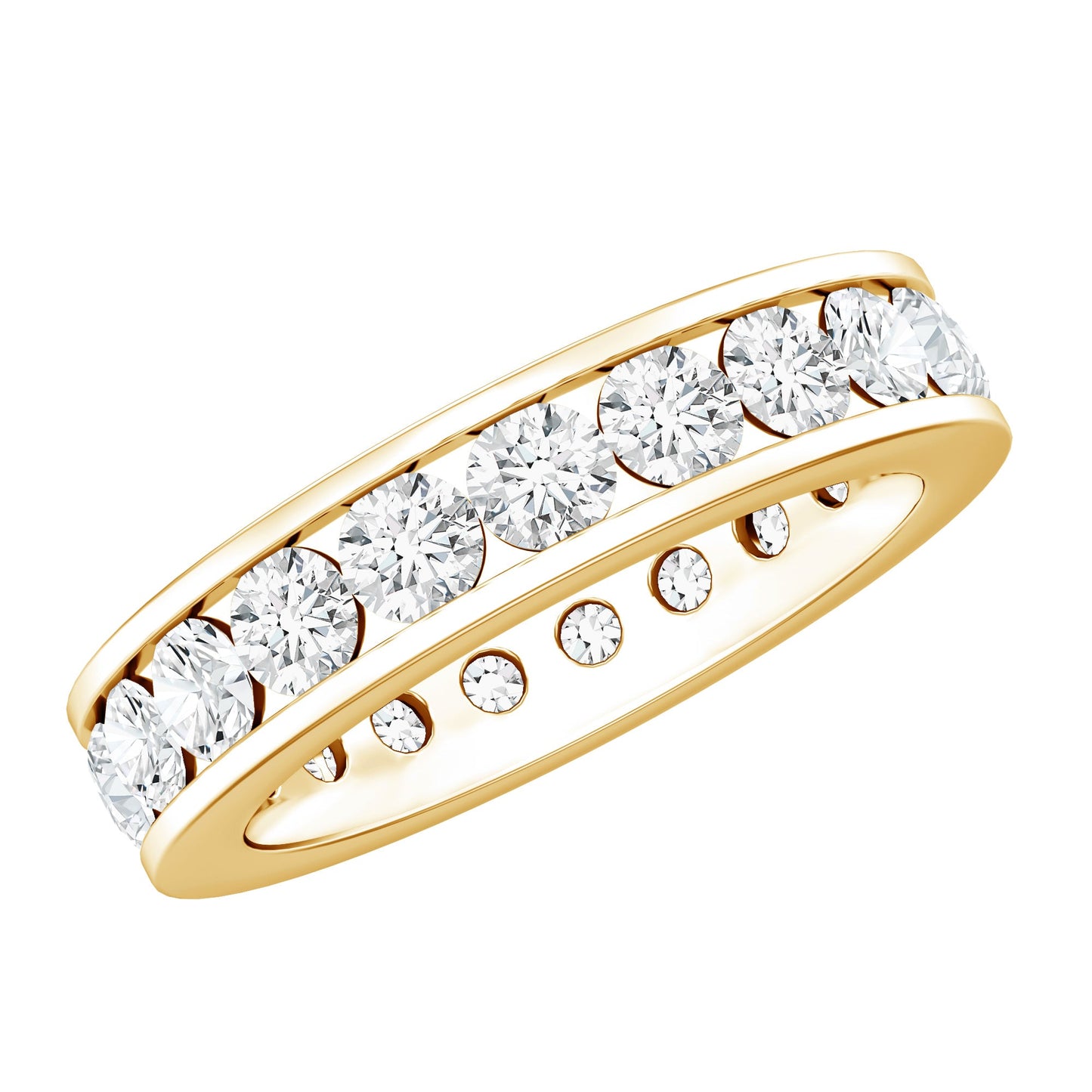 Certified Moissanite Channel Set Eternity Ring for Anniversary