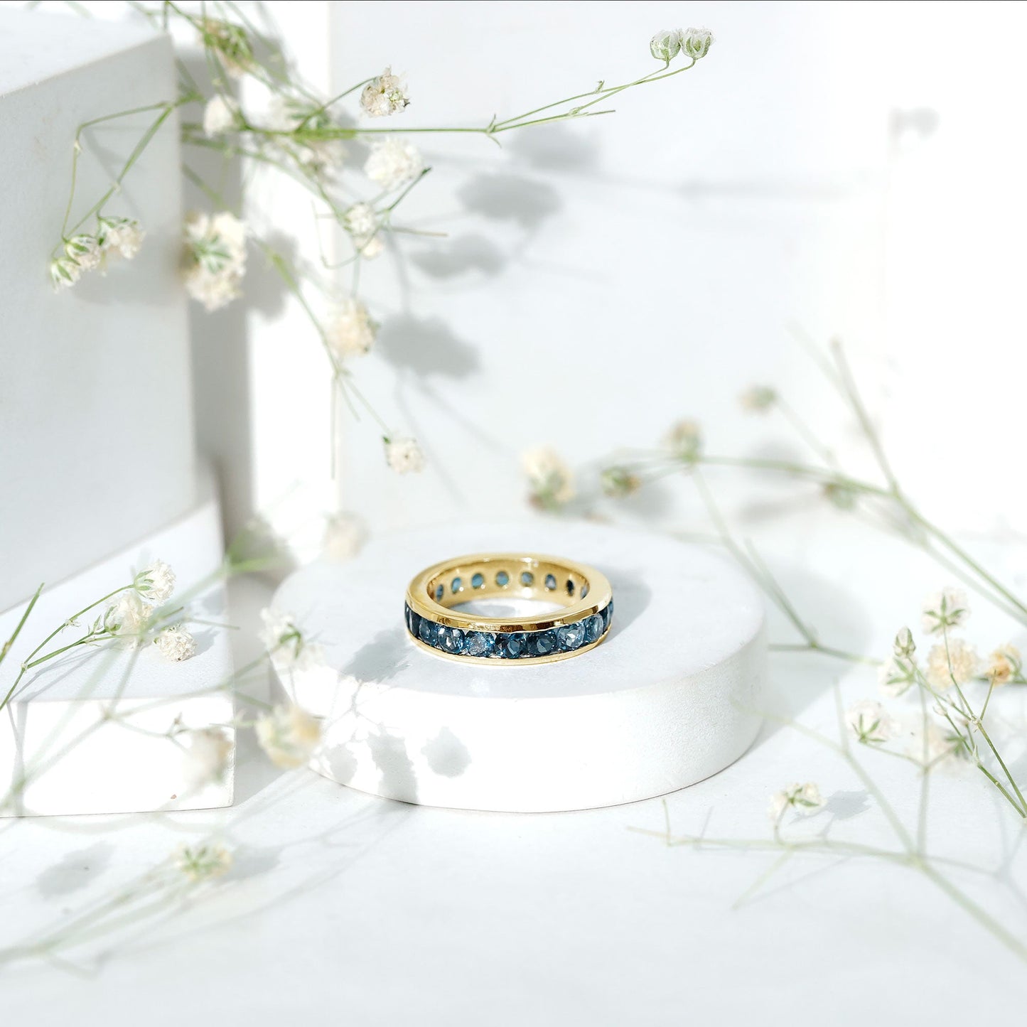 London Blue Topaz Full Eternity Ring in Channel Setting
