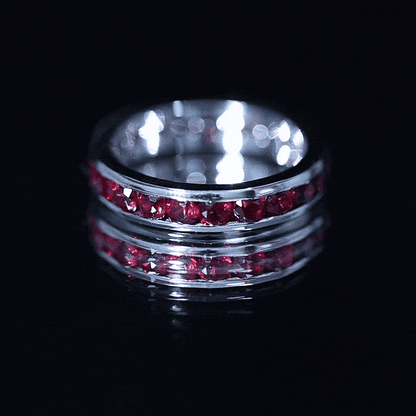 Round Created Ruby Full Eternity Ring in Channel Setting