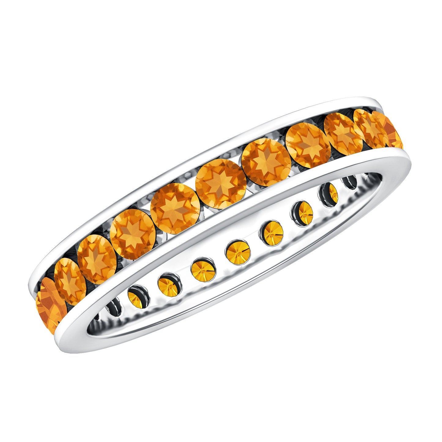 Natural Citrine Channel Set Eternity Ring for Anniversary