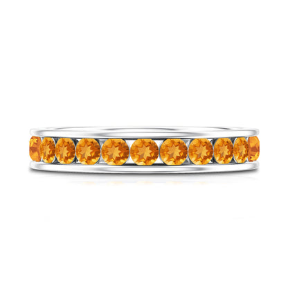 Natural Citrine Channel Set Eternity Ring for Anniversary