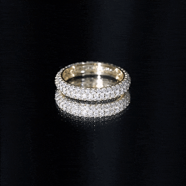 Pave Set Certified Moissanite Three Row Eternity Band