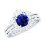 Certified 1 Carat Lab Grown Blue Sapphire 3 Piece Bridal Ring Set with Diamond