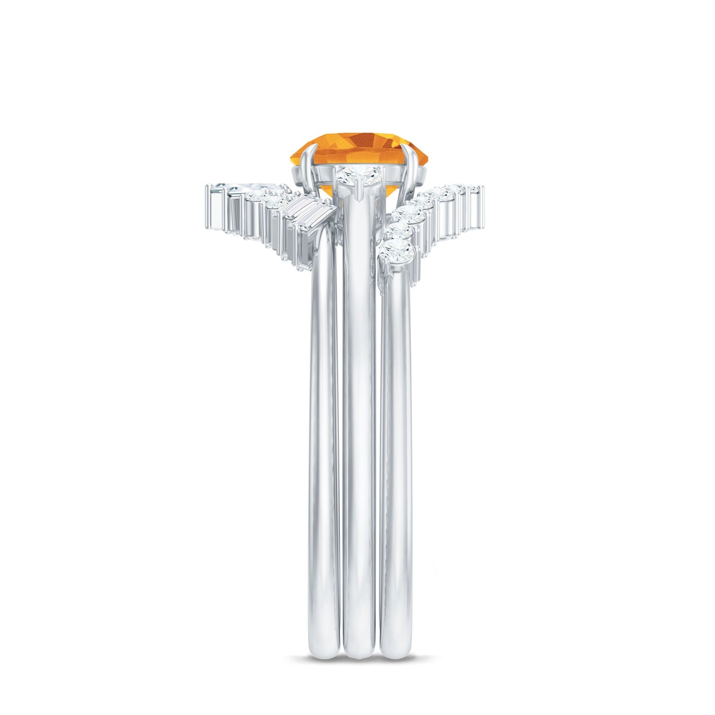 1.2 Carat Designer Citrine Three Piece Wedding Ring Set with Moissanite