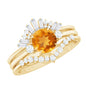 1.2 Carat Designer Citrine Three Piece Wedding Ring Set with Moissanite