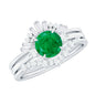 Vintage Inspired 0.4 Carat Emerald Diamond Wedding Bridal Ring Set of 3