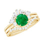 Vintage Inspired 0.4 Carat Emerald Diamond Wedding Bridal Ring Set of 3