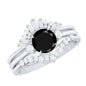 Certified 2 Carat Lab Grown Black and White Diamond 3 Piece Bridal Ring Set