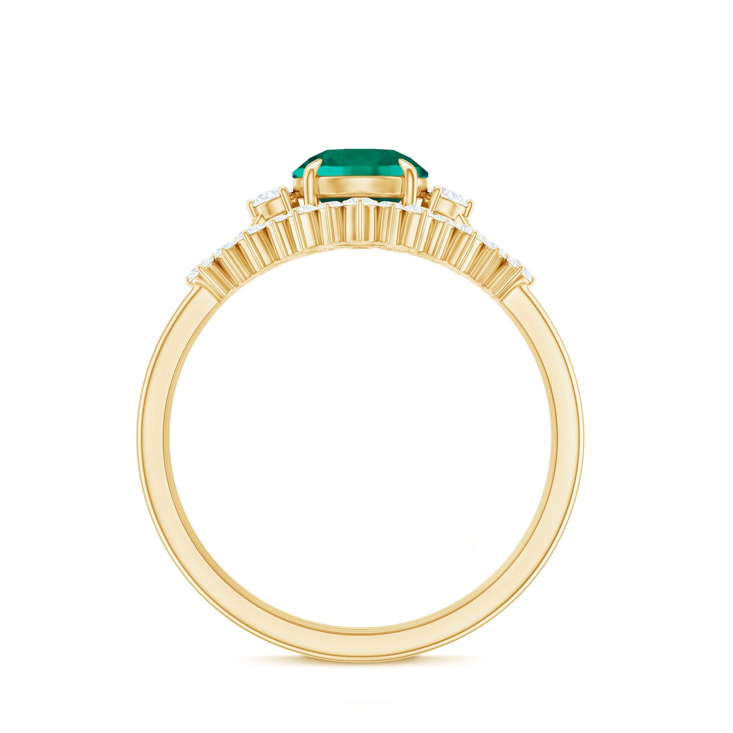 0.8 Carat Vintage Inspired Lab Grown Emerald Diamond Wedding Bridal Ring Set of 3