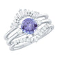 0.5 Carat Vintage Style Tanzanite 3 Piece Bridal Ring Set with Diamond Enhancers