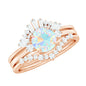 0.8 Carat Natural Ethiopian Rainbow Opal Diamond Wedding Bridal Ring Set of 3