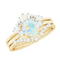 0.8 Carat Natural Ethiopian Rainbow Opal Diamond Wedding Bridal Ring Set of 3