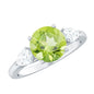 Certified Real 2 Carat Peridot Three Stone Engagement Ring with Moissanite