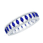 Marquise Cut Created Blue Sapphire Eternity Band with Beaded Detailing