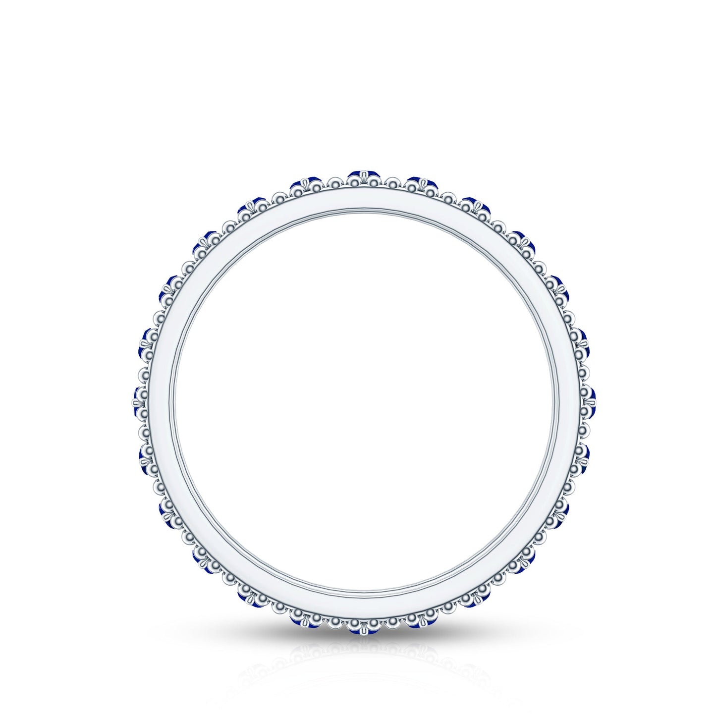 Marquise Cut Created Blue Sapphire Eternity Band with Beaded Detailing