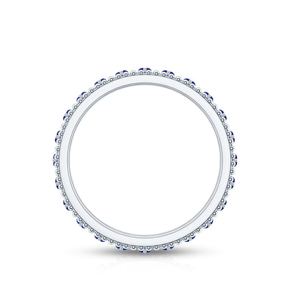 Marquise Cut Created Blue Sapphire Eternity Band with Beaded Detailing