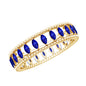 Marquise Cut Created Blue Sapphire Eternity Band with Beaded Detailing